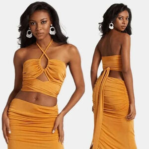 Lord & Taylor X Gabrielle Union Knot Front Shimmer Cropped Top XXL Baddie Summer